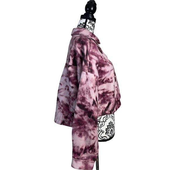 ABOUND | Women's Purple Tie Dye Cozy Cropped Shirt Jacket Medium - Picture 6 of 7